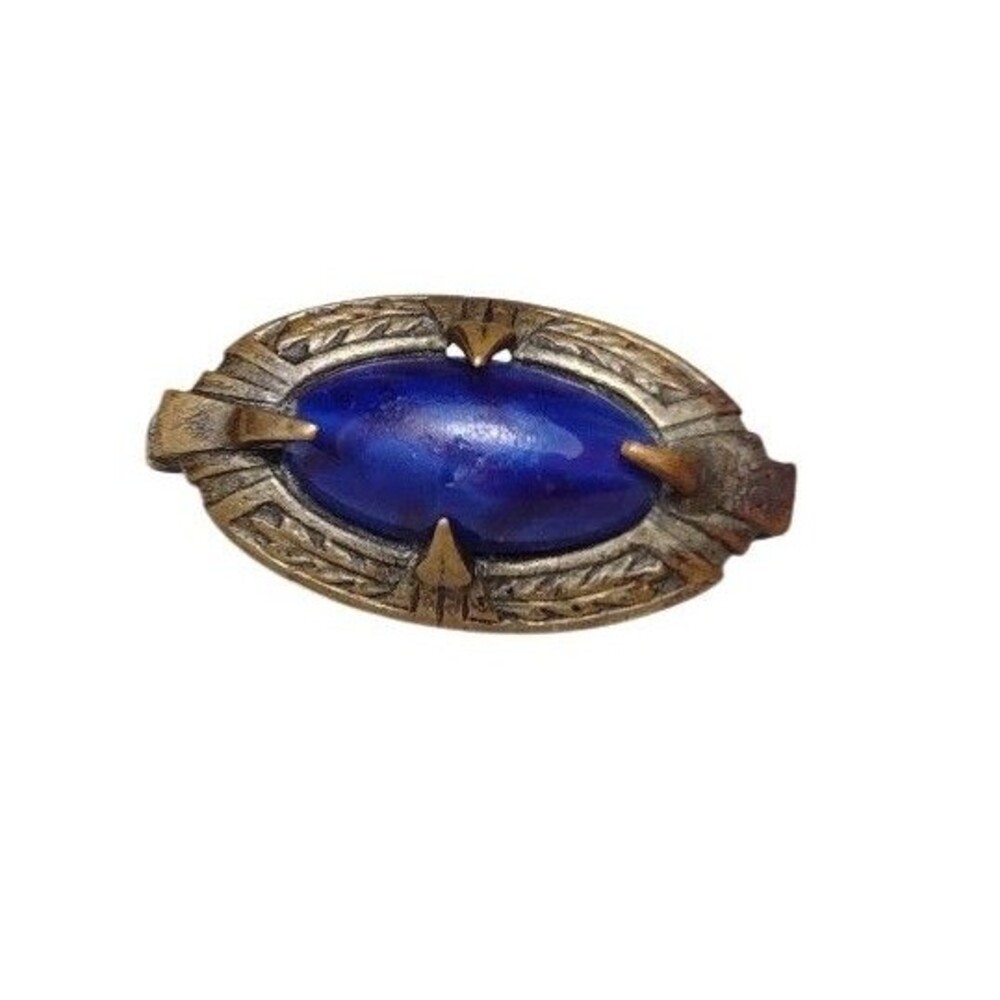 Vintage Art Deco Blue Glass Stone Petite Pin Brooch
